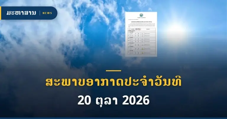 ສະພາບອາກາດປະຈຳວັນທີ 20 ຕຸລາ 2026